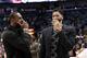 Los Angeles Lakers forward LeBron James (23) and New Orleans Pelicans forward Anthony Davis (23) after an NBA basketball game in New Orleans, Sunday, March 31, 2019. The Lakers won 130-102. (AP Photo/Tyler Kaufman)