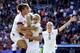 PARIS, FRANCE - JUNE 16: Tierna Davidson of USA Women, Julie Ertz of USA Women, Lindsey Horan of USA Women celebrates during the World Cup Women match between USA v Chile at the Parc des Princes on June 16, 2019 in Paris France (Photo by Eric Verhoeven/Soccrates/Getty Images)