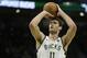 Milwaukee Bucks' Brook Lopez shoots a free throw during the second half of an NBA basketball game against the Orlando Magic Saturday, Feb. 9, 2019, in Milwaukee. (AP Photo/Aaron Gash)