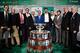 (L-R) Colombia's Davis Cup captain Pablo Gonzalez, Italy's Davis Cup captain Corrado Barazzutti, Belgium's Davis Cup captain Johan van Herck, Netherlands' Davis Cup captain Paul Haarhuis, Japan's Davis Cup captain Satoshi Iwabuchi, International Tennis Federation (ITF) president David Haggerty, Barcelona's Spanish defender and Kosmos president Gerard Pique, Kazakhstan's Davis Cup captain Dias Doskarayev, France's Davis Cup captain Sebastien Grosjean and Russia's Davis Cup captain Shamil Tarpischev pose with the trophy after the draw for the 2019 Davis Cup tennis finals in Madrid on February 14, 2019. (Photo by JAVIER SORIANO / AFP) (Photo credit should read JAVIER SORIANO/AFP/Getty Images)