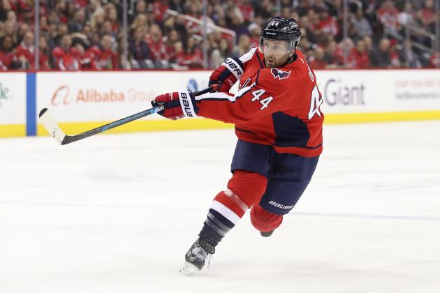 WASHINGTON, DC - FEBRUARY 26: Brooks Orpik #44 of the Washington Capitals in action against the Ottawa Senators during the second period at Capital One Arena on February 26, 2019 in Washington, DC. (Photo by Patrick Smith/Getty Images)