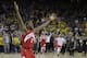 Toronto Raptors forward Kawhi Leonard celebrates after the Raptors defeated the Golden State Warriors in Game 6 of basketball's NBA Finals in Oakland, Calif., Thursday, June 13, 2019. (AP Photo/Ben Margot)