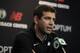 Boston Celtics coach Brad Stevens speaks about the NBA basketball team's draft picks Thursday, June 20, 2019, during a news conference in Boston. The Celtics selected Romeo Langford with the 14th pick as they look to fortify a roster facing massive uncertainly with free agency looming. (AP Photo/Elise Amendola)