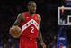 Toronto Raptors' Kawhi Leonard in action during the second half of Game 6 of a second-round NBA basketball playoff series against the Philadelphia 76ers, Thursday, May 9, 2019, in Philadelphia. 76ers won 112-101. (AP Photo/Chris Szagola)