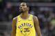 Golden State Warriors forward Kevin Durant (35) stands on the court during the second half of an NBA basketball game against the Washington Wizards, Thursday, Jan. 24, 2019, in Washington. The Warriors won 126-118. (AP Photo/Nick Wass)