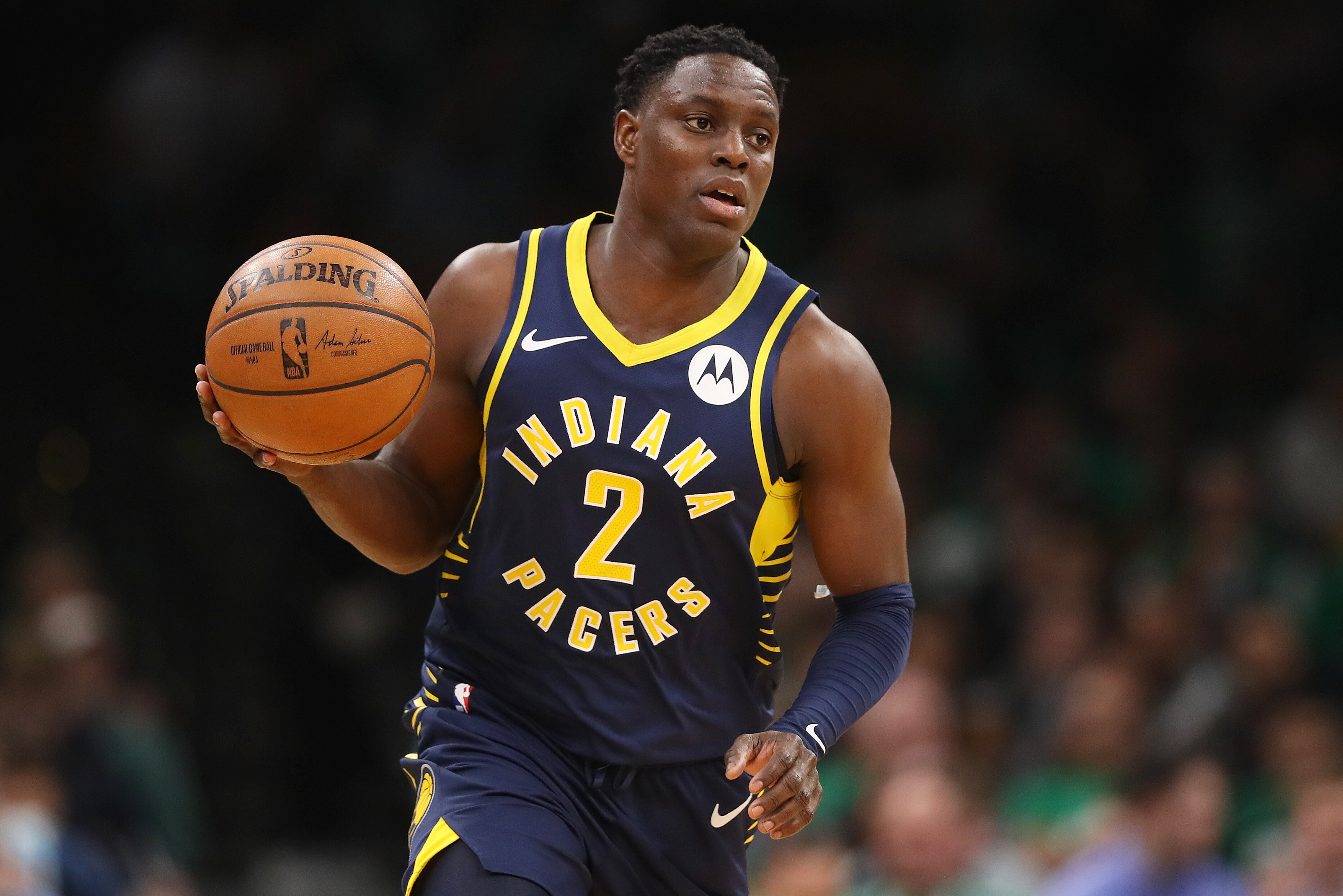 BOSTON, MASSACHUSETTS - APRIL 17: Darren Collison #2 of the Indiana Pacers dribbles against the Boston Celtics during the third quarter of Game Two of Round One of the 2019 NBA Playoffs at TD Garden on April 17, 2019 in Boston, Massachusetts. NOTE TO USER: User expressly acknowledges and agrees that, by downloading and or using this photograph, User is consenting to the terms and conditions of the Getty Images License Agreement. (Photo by Maddie Meyer/Getty Images)