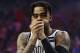 Brooklyn Nets & # 39; D & # 39; Angelo Russell watches in the first half in Game 5 of an NBA basketball playoff series in the first round against the Philadelphia 76ers on Tuesday, April 23, 2019, in Philadelphia , The 76ers won 122-100. (AP Photo / Chris Szagola)