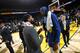 OAKLAND, CA - MARCH 5: Kyrie Irving #11 of the Boston Celtics speaks with Kevin Durant #35 of the Golden State Warriors after the game on March 5, 2019 at ORACLE Arena in Oakland, California. NOTE TO USER: User expressly acknowledges and agrees that, by downloading and or using this photograph, user is consenting to the terms and conditions of Getty Images License Agreement. Mandatory Copyright Notice: Copyright 2019 NBAE (Photo by Noah Graham/NBAE via Getty Images)
