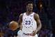 Jimmy Butler of Philadelphia 76ers in action during the second half of the third game of an NBA basketball playoff series in the second round against the Toronto Raptors, Thursday, May 2, 2019, in Philadelphia. 76ers won 116-95. (AP Photo / Chris Szagola)