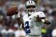 Dallas Cowboys quarterback Anthony Wright looks down field to throw the ball Sunday, Dec. 10, 2000, against the Washington Redskins at Texas Stadium in Irving, Texas. (AP Photo/Donna McWilliam)