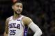 Ben Simmons of the Philadelphia 76ers smiles in the second half of an NBA basketball game against Milwaukee Bucks on Sunday, March 17, 2019 in Milwaukee. The 76ers won 130-125. (AP Photo / Aaron Gash)