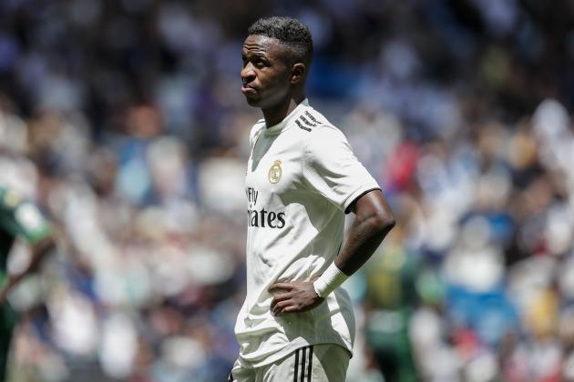 MADRID, SPAIN - MAY 19: Vinicius Junior of Real Madrid during the La Liga Santander  match between Real Madrid v Real Betis Sevilla at the Santiago Bernabeu on May 19, 2019 in Madrid Spain (Photo by David S. Bustamante/Soccrates/Getty Images)