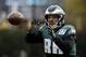 Philadelphia Eagles' Zach Ertz catches a pass during practice at the team's NFL football training facility in Philadelphia, Thursday, Dec. 6, 2018. (AP Photo/Matt Rourke)