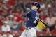 CINCINNATI, OH - JULY 01: Christian Yelich #22 of the Milwaukee Brewers hits a two-run home run to extend his team's lead in the ninth inning against the Cincinnati Reds at Great American Ball Park on July 1, 2019 in Cincinnati, Ohio. The Brewers won 8-6. (Photo by Joe Robbins/Getty Images)