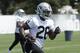 Oakland Raiders running back Josh Jacobs runs during an official team activity at the NFL football team's headquarters in Alameda, Calif., Tuesday, May 28, 2019. (AP Photo/Jeff Chiu)