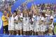 goalkeeper Alyssa Naeher of USA women, Mallory Pugh of USA women, Samantha Mewis of USA women, Becky Sauerbrunn of USA women, Kelley O Hara of USA women, Morgan Brian of USA women, Abby Dahlkemper of USA women, Julie Ertz of USA women, Lindsey Horan of USA women, Carli Lloyd of USA women, Ali ~Krieger of USA women, Tierna Davidson of USA women, Alex Morgan of USA women, Emily Sonnett of USA women, Megan Rapinoe of USA women, Rose Lavelle of USA women, Tobin Heath of USA women, goalkeeper Ashlyn Harris of USA women, Crystal Dunn of USA women, Allie Long of USA women, goalkeeper Adrianna Franch of USA women, Jessica McDonald of USA women, Christen Press of USA women, coach Jill Ellis of USA women during the FIFA Women's World Cup France 2019 final match between United States of America and The Netherlands at Stade de Lyon on July 07, 2019 in Lyon, France(Photo by VI Images via Getty Images)
