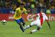 RIO DE JANEIRO, BRAZIL - JULY 07: Gabriel Jesus of Brazil competes for the ball with Miguel Trauco of Peru during the Copa America Brazil 2019 Final match between Brazil and Peru at Maracana Stadium on July 07, 2019 in Rio de Janeiro, Brazil. (Photo by Alexandre Schneider/Getty Images)