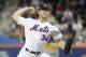 New York Mets' Noah Syndergaard delivers a pitch during the first inning of a baseball game against the Philadelphia Phillies Saturday, July 6, 2019, in New York. (AP Photo/Frank Franklin II)