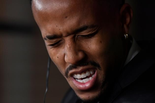 Brazil's defender Eder Militao gestures during a press conference after his official presentation as Real Madrid new player at the Santiago Bernabeu stadium in Madrid on July 10, 2019. (Photo by OSCAR DEL POZO / AFP)        (Photo credit should read OSCAR DEL POZO/AFP/Getty Images)