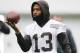 Cleveland Browns wide receiver Odell Beckham Jr. walks off the field after practice at the team's NFL football training facility in Berea, Ohio, Thursday, June 6, 2019. (AP Photo/Ron Schwane)