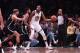 NEW YORK, NY - OCTOBER 28: Kevin Durant #35 of the Golden State Warriors handles the ball against D'Angelo Russell #1 of the Brooklyn Nets during the game at Barclays Center on October 28, 2018 in the Brooklyn borough of New York City. NOTE TO USER: User expressly acknowledges and agrees that, by downloading and or using this photograph, User is consenting to the terms and conditions of the Getty Images License Agreement. (Photo by Matteo Marchi/Getty Images)