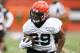 Cleveland Browns running back Duke Johnson Jr. runs a drill at the team's NFL football training facility in Berea, Ohio, Tuesday, June 4, 2019. (AP Photo/Ron Schwane)