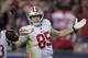 FILE - In this Dec. 30, 2018, file photo, San Francisco 49ers tight end George Kittle celebrates after scoring during the second half the team's NFL football game against the Los Angeles Rams in Los Angeles. The hope is that the offense will be even more dynamic with a full season of Jimmy Garoppolo at quarterback, the speedy Jerick McKinnon at running back after missing the entire season with a knee injury and big-play tight end Kittle, who set a record at the position with 1,377 yards receiving for the season. (AP Photo/Mark J. Terrill, File)