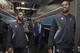 CHARLOTTE, NC - FEBRUARY 17: Kyrie Irving #11 and Kevin Durant #35 of Team LeBron are seen before the game against Team Giannis during the 2019 NBA All-Star Game on February 17, 2019 at Spectrum Center in Charlotte, North Carolina. NOTE TO USER: User expressly acknowledges and agrees that, by downloading and or using this photograph, User is consenting to the terms and conditions of the Getty Images License Agreement. Mandatory Copyright Notice: Copyright 2019 NBAE (Photo by Tom O'Connor/NBAE via Getty Images)