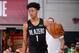 LAS VEGAS, NV - JULY 9: Anfernee Simons #1 of the Portland Trail Blazers handles the ball against the Utah Jazz on July 9, 2019 at the Cox Pavilion in Las Vegas, Nevada. NOTE TO USER: User expressly acknowledges and agrees that, by downloading and/or using this photograph, user is consenting to the terms and conditions of the Getty Images License Agreement. Mandatory Copyright Notice: Copyright 2019 NBAE (Photo by Bart Young/NBAE via Getty Images)