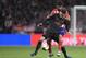Arsenal's German midfielder Mesut Ozil (L) vies with Atletico Madrid's Spanish forward Diego Costa during the UEFA Europa League semi-final second leg football match between Club Atletico de Madrid and Arsenal FC at the Wanda Metropolitano stadium in Madrid on May 3, 2018.. (Photo by GABRIEL BOUYS / AFP) (Photo credit should read GABRIEL BOUYS/AFP/Getty Images)