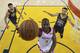 Houston Rockets guard Chris Paul (3) shoots in front of Golden State Warriors guard Klay Thompson (11) and guard Stephen Curry (30) during the second half of Game 2 of a second-round NBA basketball playoff series in Oakland, Calif., Tuesday, April 30, 2019. (Kyle Terada/Pool Photo via AP)