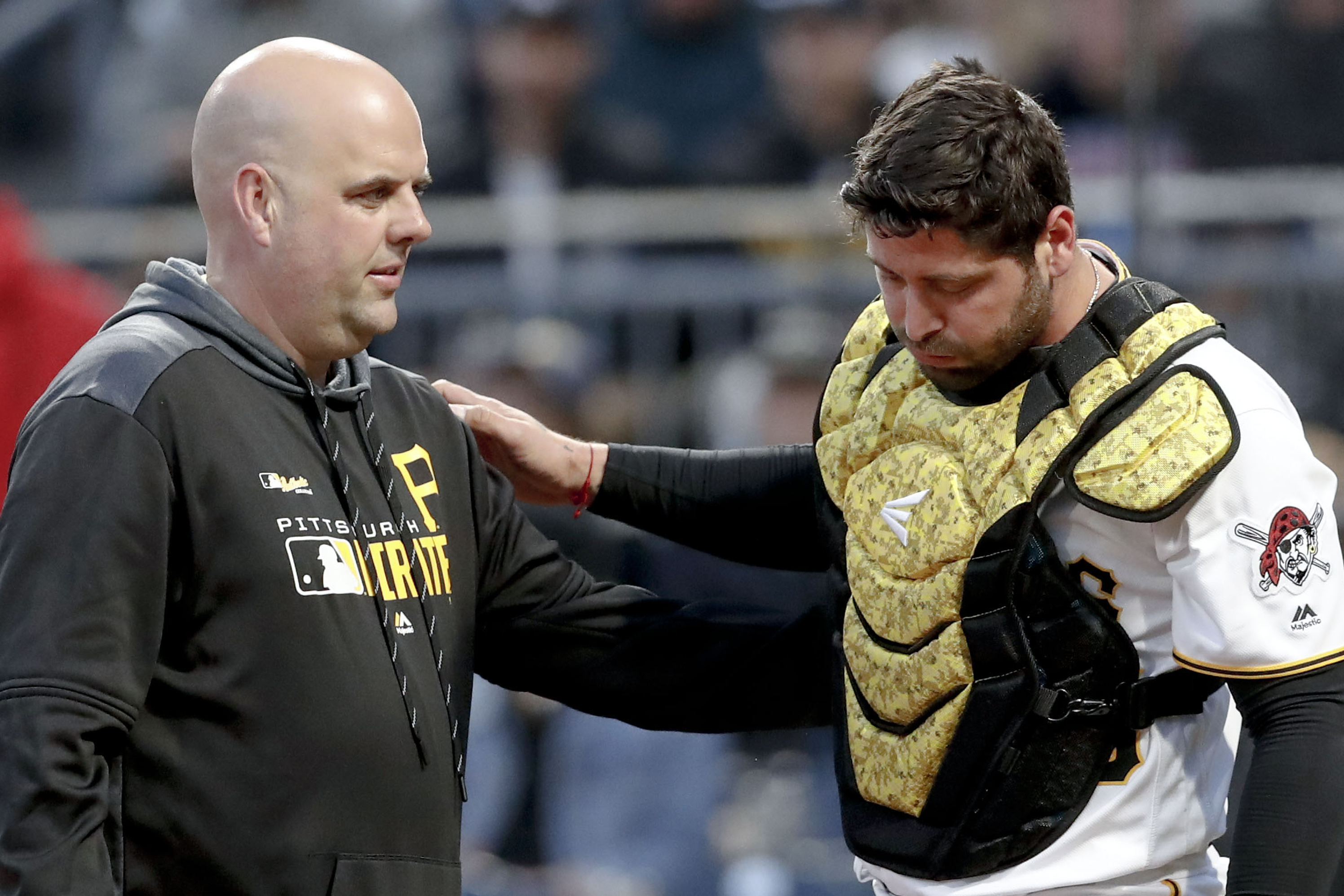 Catcher Francisco Cervelli of the Pittsburgh Pirates acknowledges