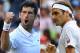 (COMBO) This combination of pictures created on July 13, 2019 shows Serbia's Novak Djokovic (L) celebrates during his men's singles second round match on the third day of the 2019 Wimbledon Championships on July 3, 2019 and Switzerland's Roger Federer celebrating after winning a point during his men's singles third round match on the sixth day of the 2019 Wimbledon Championships on July 6, 2019 in Wimbledon, southwest London. - Serbia's Novak Djokovic and Switzerland's Roger Federer will play against each other in the men's singles final match of the 2019 Wimbledon Championships on July 14, 2019. (Photos by Ben STANSALL and GLYN KIRK / AFP) / RESTRICTED TO EDITORIAL USE
RESTRICTED TO EDITORIAL USE (Photo credit should read BEN STANSALL,GLYN KIRK/AFP/Getty Images)