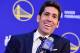 OAKLAND, CA - JUNE 24: Bob Myers, General Manager of the Golden State Warriors, introduces Alen Smailagic, Jordan Poole and Eric Paschall as recruiters of the 2019 NBA Golden State at a press conference on June 24, 2019. Rakuten Performance Center in Oakland, California. NOTE TO THE USER: The user acknowledges and expressly agrees that, by downloading and / or using this photo, the user consents to the terms and conditions of the Getty Images License Agreement. Compulsory Copyright Notice: Copyright 2019 NBAE (Photo by Noah Graham / NBAE via Getty Images)