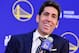 OAKLAND, CA - JUNE 24: Bob Myers, General Manager of the Golden State Warriors, introduces Alen Smailagic, Jordan Poole and Eric Paschall as recruiters of the 2019 NBA Golden State at a press conference on June 24, 2019. Rakuten Performance Center in Oakland, California. NOTE TO THE USER: The user acknowledges and expressly agrees that, by downloading and / or using this photo, the user consents to the terms and conditions of the Getty Images License Agreement. Compulsory Copyright Notice: Copyright 2019 NBAE (Photo by Noah Graham / NBAE via Getty Images)