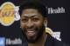 Los Angeles Lakers NBA basketball team introduces Anthony Davis at a news conference at the UCLA Health Training Center in El Segundo, Calif., Saturday, July 13, 2019 (AP Photo/Damian Dovarganes)