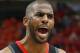 Houston Rockets guard Chris Paul celebrates with his bench in the second half during an NBA basketball game against the Utah Jazz Saturday, April 20, 2019, in Salt Lake City. (AP Photo/Rick Bowmer)