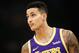 MILWAUKEE, WISCONSIN - MARCH 19: Kyle Kuzma #0 of the Los Angeles Lakers looks on in the first quarter against the Milwaukee Bucks at the Fiserv Forum on March 19, 2019 in Milwaukee, Wisconsin. NOTE TO USER: User expressly acknowledges and agrees that, by downloading and or using this photograph, User is consenting to the terms and conditions of the Getty Images License Agreement. (Photo by Dylan Buell/Getty Images)