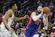 DETROIT, MI - APRIL 22: Blake Griffin #23 of the Detroit Pistons is guarded by Giannis Antetokounmpo #34 of the Milwaukee Bucks during the first quarter of Game Four of the first round of the 2019 NBA Eastern Conference Playoffs at Little Caesars Arena on April 22, 2019 in Detroit, Michigan. NOTE TO USER: User expressly acknowledges and agrees that, by downloading and or using this photograph, User is consenting to the terms and conditions of the Getty Images License Agreement. (Photo by Duane Burleson/Getty Images)