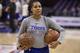 Philadelphia 76ers player development coach Lindsey Harding looks on prior to the first half of an NBA basketball game against the Chicago Bulls, Wednesday, April 10, 2019, in Philadelphia. (AP Photo/Chris Szagola)