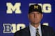 Michigan head coach Jim Harbaugh listens to a question during the Big Ten Conference NCAA college football media days Friday, July 19, 2019, in Chicago. (AP Photo/Charles Rex Arbogast)