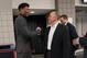 Washington Wizards first round draft pick Rui Hachimura, left, shakes hands with Wizards senior vice president of basketball operations Tommy Sheppard as they arrive for an NBA basketball press conference at Capital One Arena in Washington, Friday, June 21, 2019.(AP Photo/Pablo Martinez Monsivais)