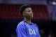 LAS VEGAS, NEVADA - JULY 10: Kostas Antetokounmpo of the Dallas Mavericks looks on in the Nike Zoom Freak 1 shoes against Croatia during the 2019 Summer League at the Thomas & Mack Center on July 10, 2019 in Las Vegas, Nevada. NOTE TO USER: User expressly acknowledges and agrees that, by downloading and or using this photograph, User is consenting to the terms and conditions of the Getty Images License Agreement. (Photo by Michael Reaves/Getty Images)