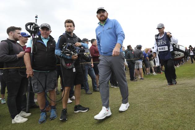 J.B. Holmes of the United States walks to the 17th tee during the second round of the British Open Golf Championships at Royal Portrush in Northern Ireland, Friday, July 19, 2019.(AP Photo/Jon Super)