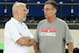 ISTANBUL, TURKEY - OCTOBER 10: Head Coach Gregg Popovich and General Manager R.C. Buford of the San Antonio Spurs talk during practice as part of the NBA Global Games on October 10, 2014 at the Darussafaka Practice Facility in Istanbul, Turkey. NOTE TO USER: User expressly acknowledges and agrees that, by downloading and or using this Photograph, user is consenting to the terms and conditions of the Getty Images License Agreement. Mandatory Copyright Notice: Copyright 2014 NBAE (Photo by Garrett Ellwood/NBAE via Getty Images)