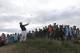 Ireland's Shane Lowry plays out of the rough on the14th hole during the third round of the British Open Golf Championships at Royal Portrush in Northern Ireland, Saturday, July 20, 2019.(AP Photo/Peter Morrison)