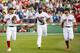BOSTON, MA - JULY 16: Mookie Betts #50, Jackie Bradley Jr. #19, and Andrew Benintendi #16 of the Boston Red Sox run onto the field before a game against the Toronto Blue Jays on July 16, 2019 at Fenway Park in Boston, Massachusetts. (Photo by Billie Weiss/Boston Red Sox/Getty Images)