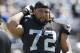 NASHVILLE, TN - SEPTEMBER 10: Donald Penn #72 of the Oakland Raiders warming up before a game against the Tennessee Titans at Nissan Stadium on September 10, 2017 in Nashville, Tennessee. The Raiders defeated the Titans 26-16. (Photo by Wesley Hitt/Getty Images)