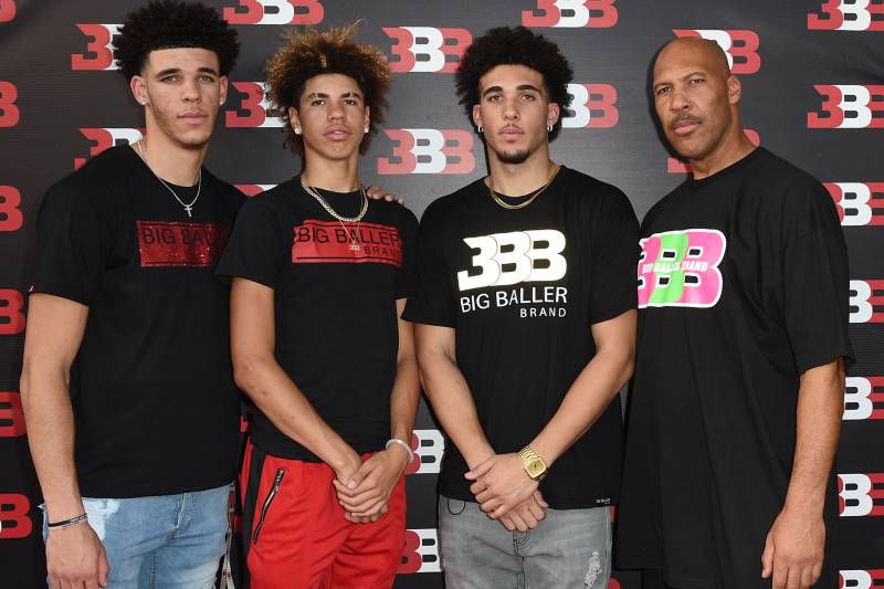 CHINO, CA - SEPTEMBER 02: (L-R) Lonzo Ball, LaMelo Ball, LiAngelo Ball and LaVar Ball attend Melo Ball's 16th Birthday on September 2, 2017 in Chino, California. (Photo by Joshua Blanchard/Getty Images for Crosswalk Productions )
