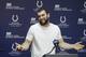 Indianapolis Colts quarterback Andrew Luck speaks during a news conference at the NFL football team's facility, Monday, April 15, 2019, in Indianapolis. (AP Photo/Darron Cummings)